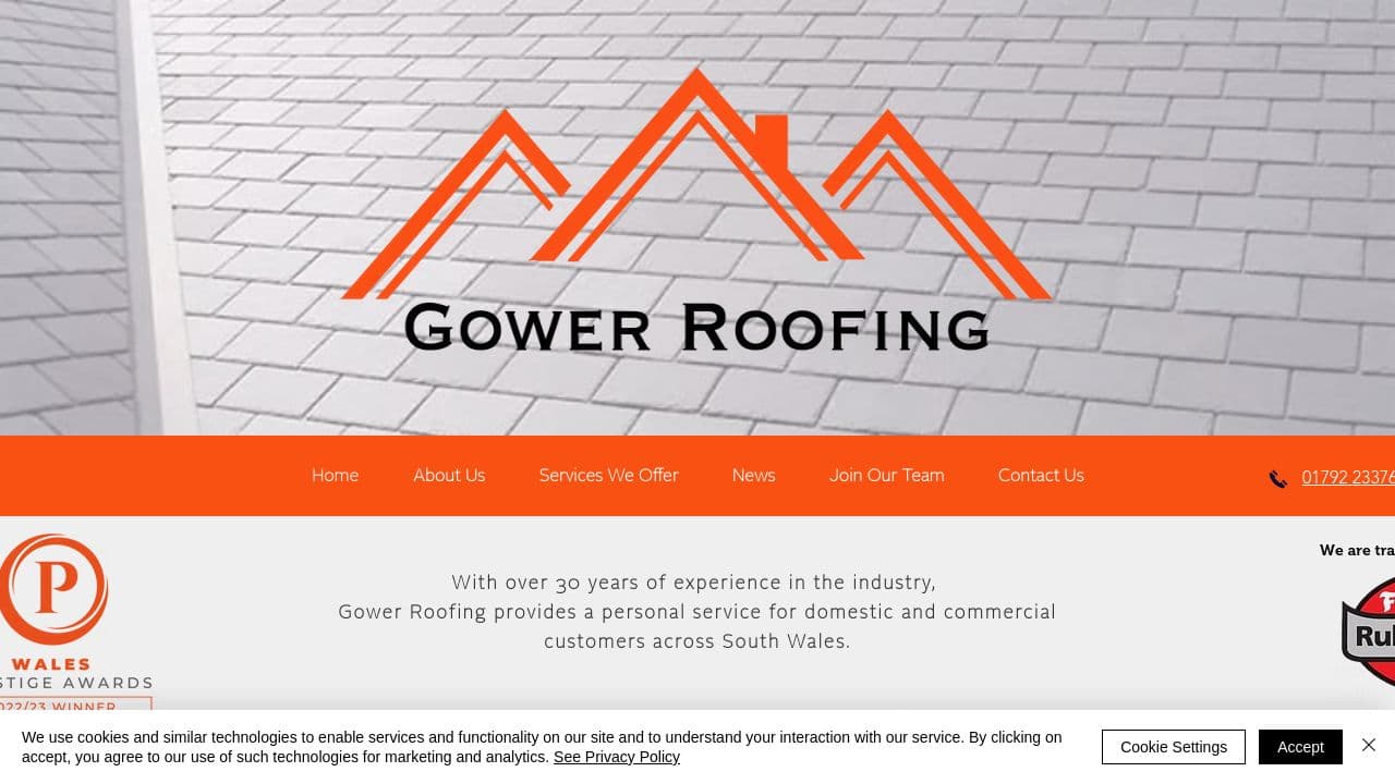 GOWER ROOFING LTD website screenshot
