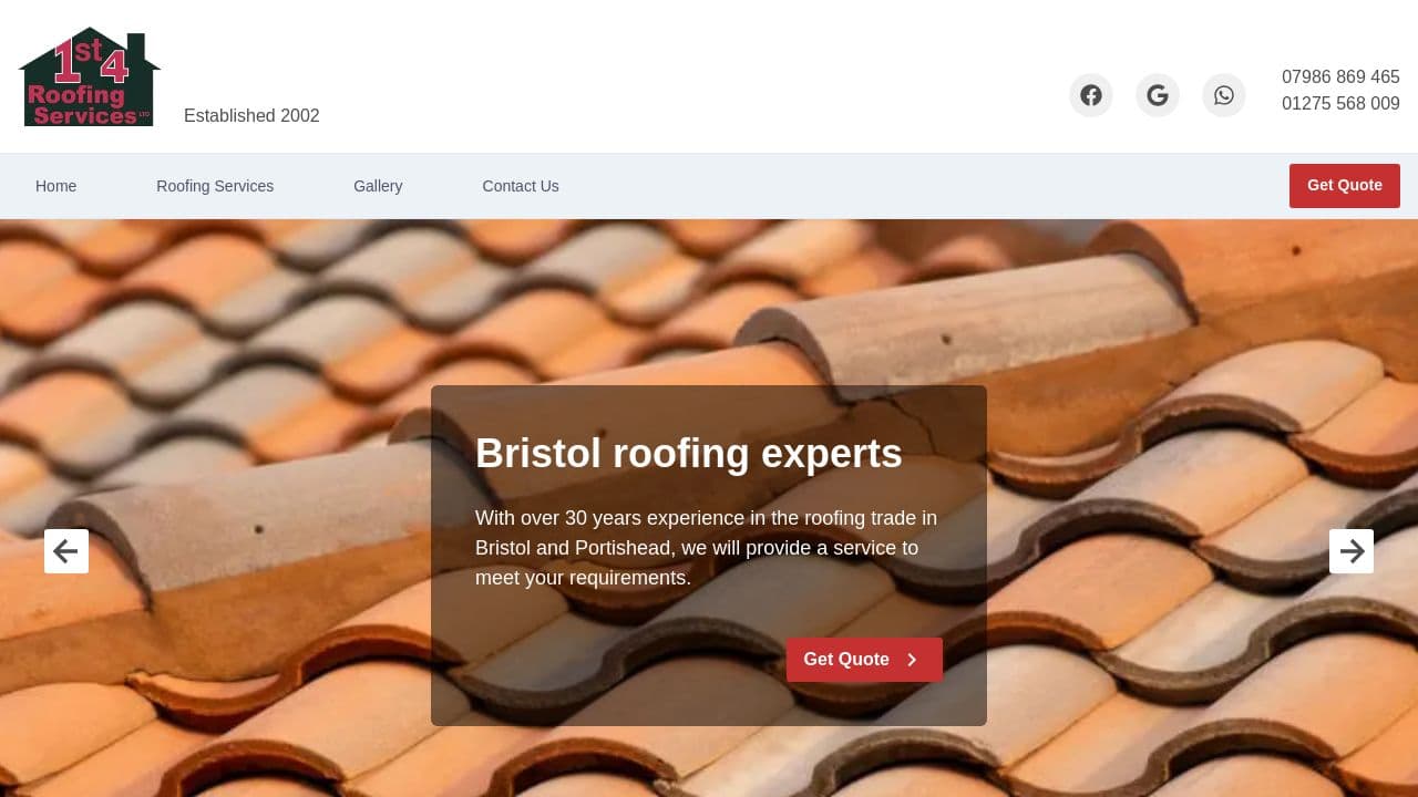 1ST 4 ROOFING SERVICES LIMITED website screenshot