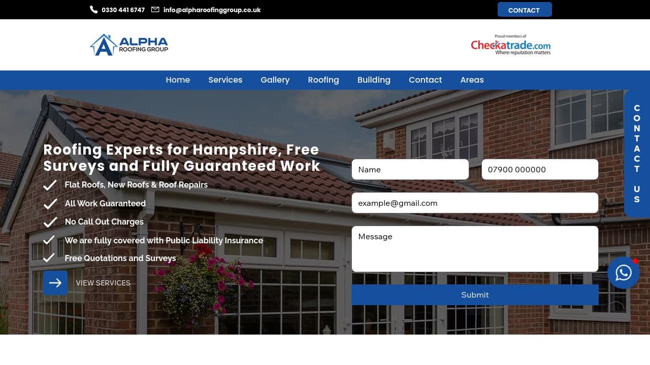 ALPHA ROOFING GROUP LIMITED website screenshot