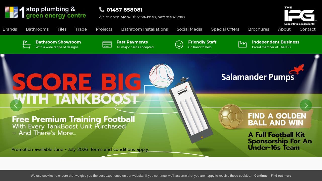 1ST STOP PLUMBING LIMITED website screenshot