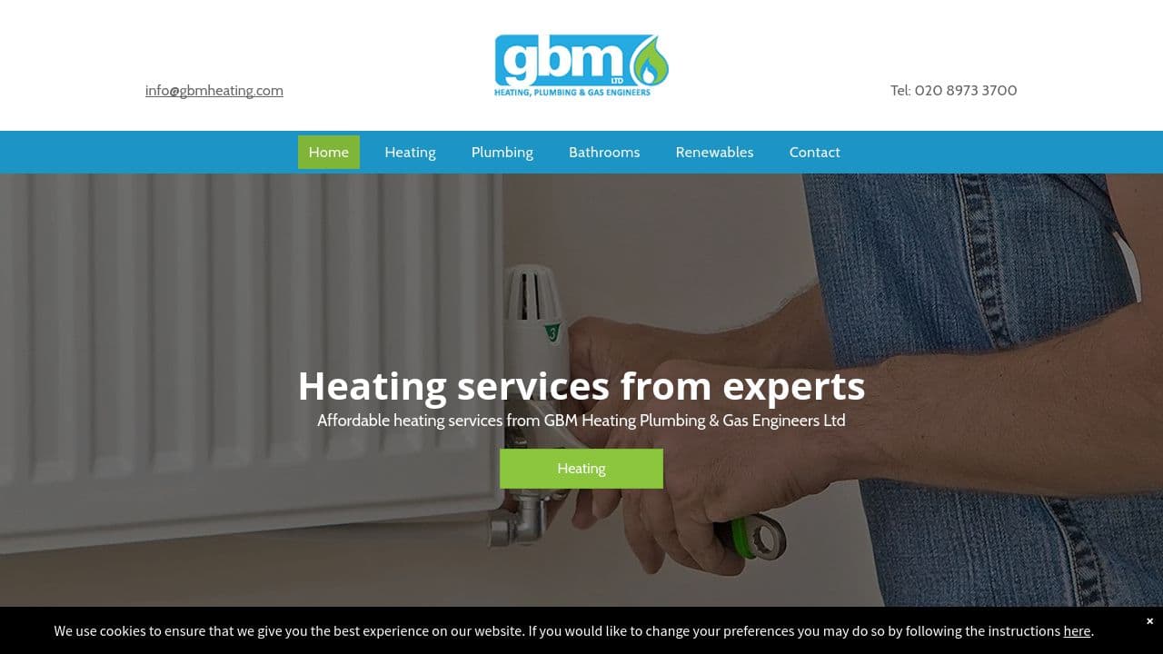GBM HEATING, PLUMBING & GAS ENGINEERS LTD website screenshot