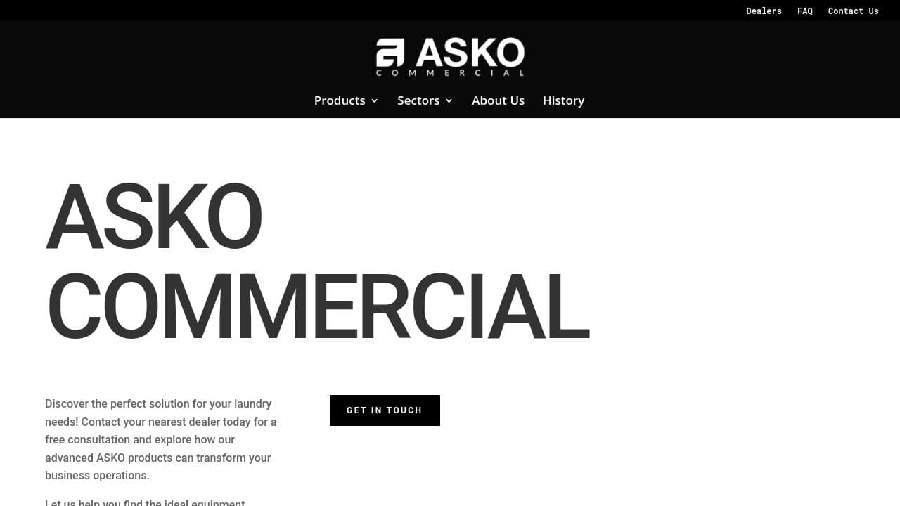 ASKO COMMERCIAL APPLIANCES LIMITED website screenshot