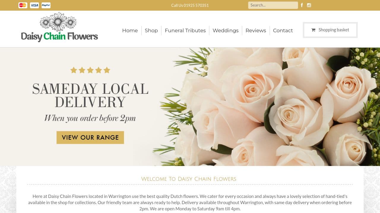 DAISY CHAIN ON LINE FLOWERS LTD website screenshot