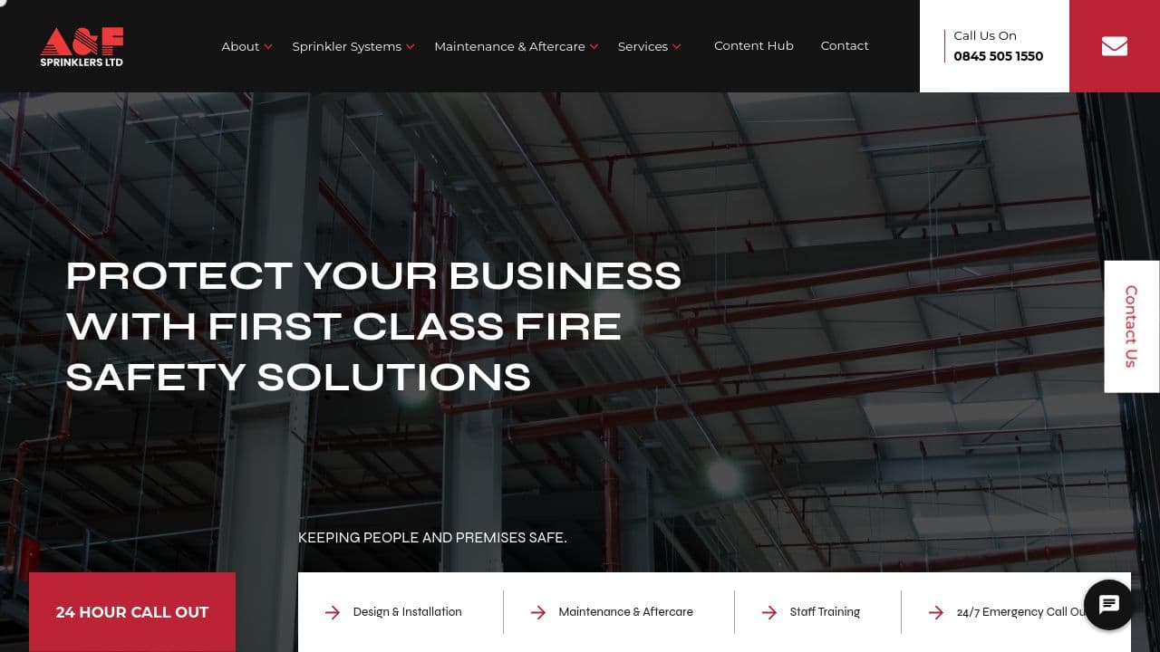 A & F SPRINKLERS LIMITED website screenshot