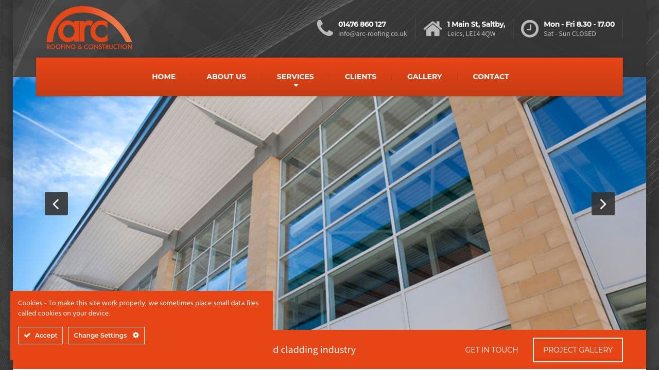 ARC ROOFING LIMITED website screenshot