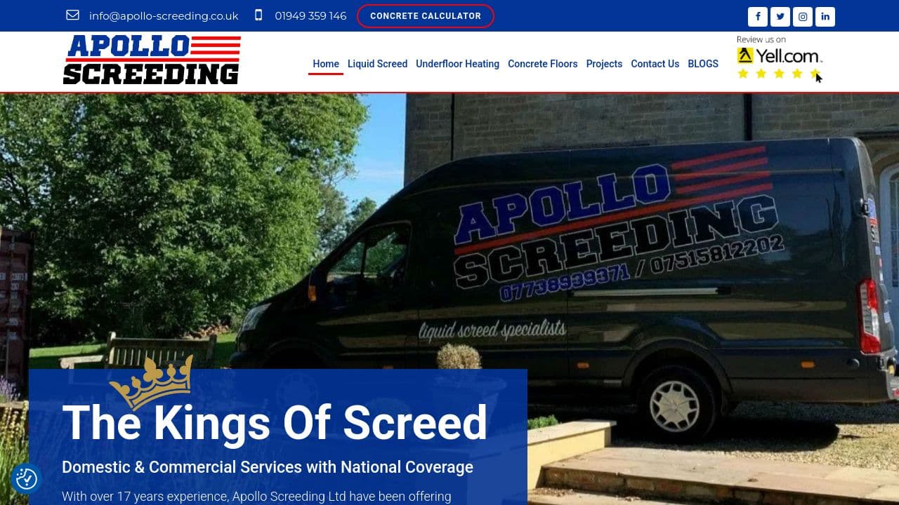 APOLLO SCREEDING LTD website screenshot