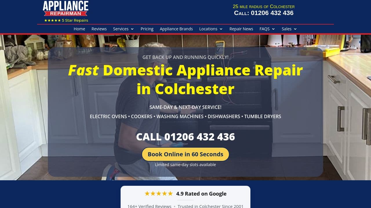 APPLIANCE REPAIRMAN LTD website screenshot