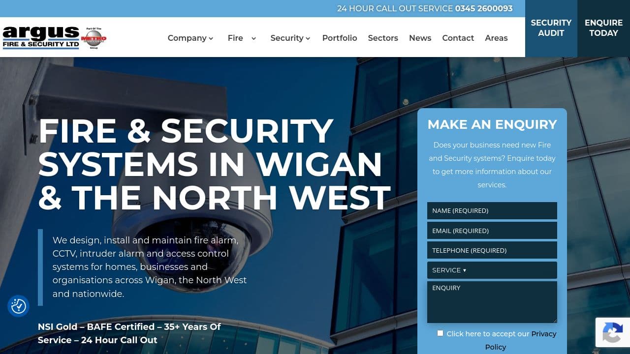 ARGUS FIRE AND SECURITY LTD website screenshot