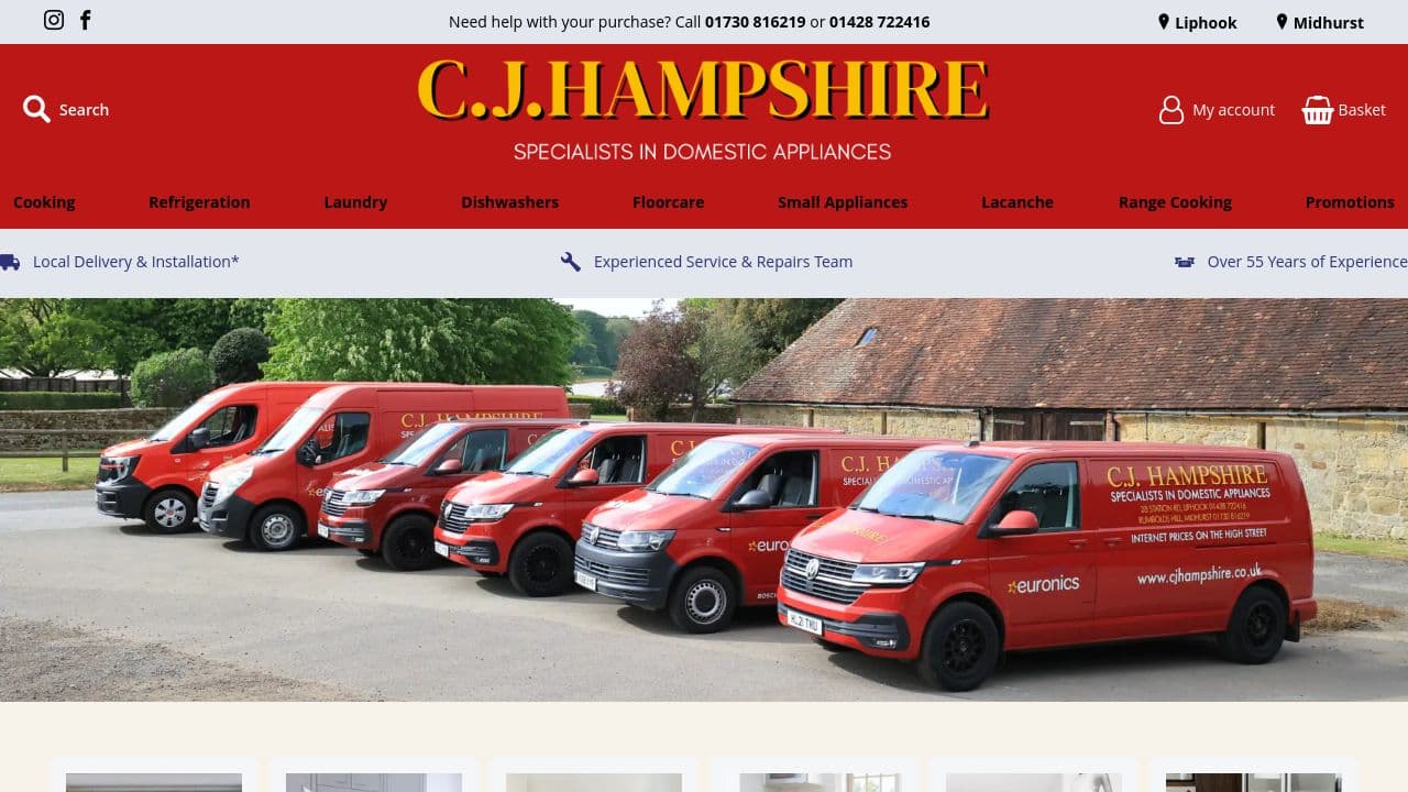 C. J. HAMPSHIRE LIMITED website screenshot