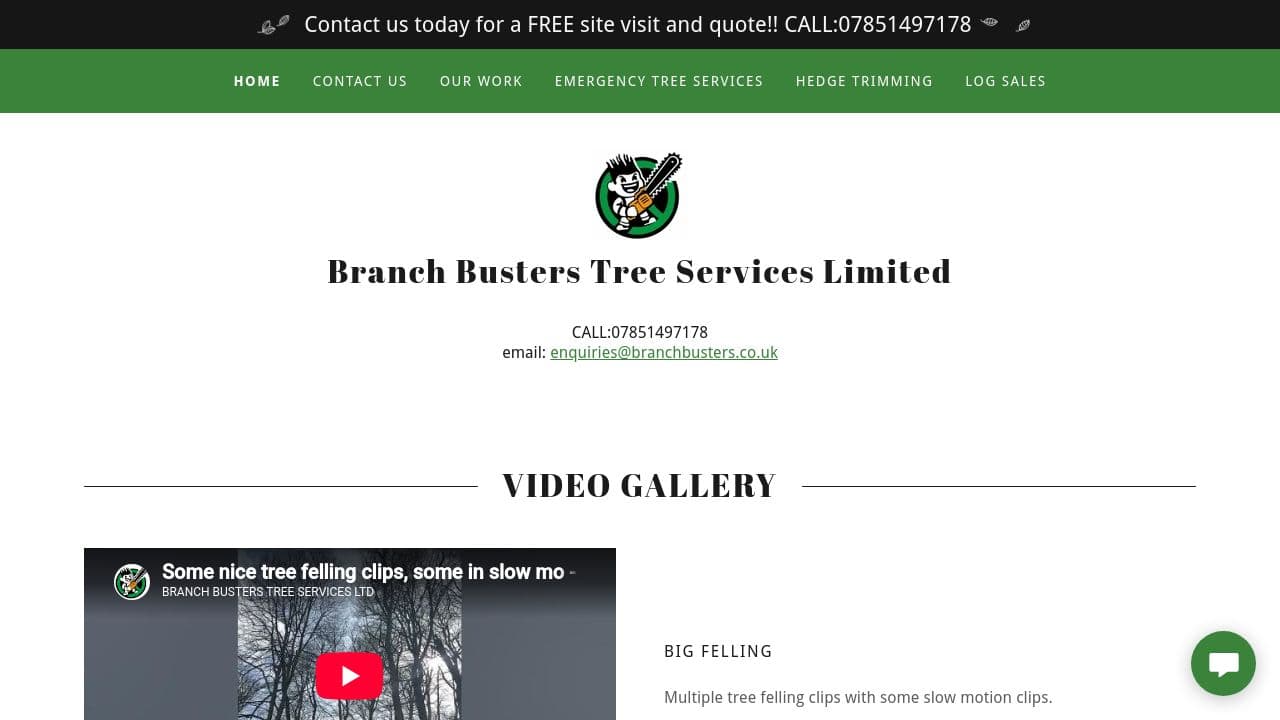 BRANCH BUSTERS TREE SERVICES LIMITED website screenshot