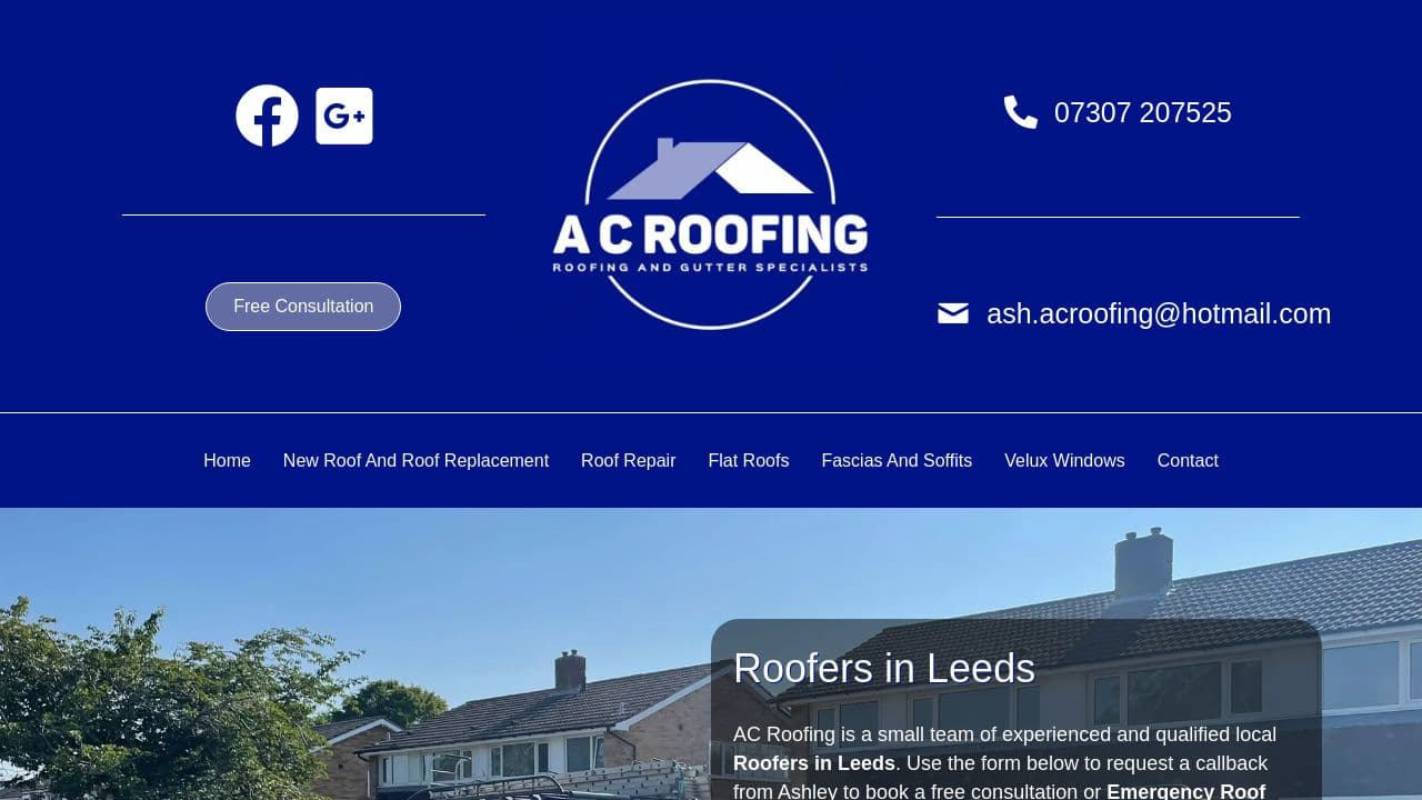 A C ROOFING AND CLADDING SERVICES LTD website screenshot