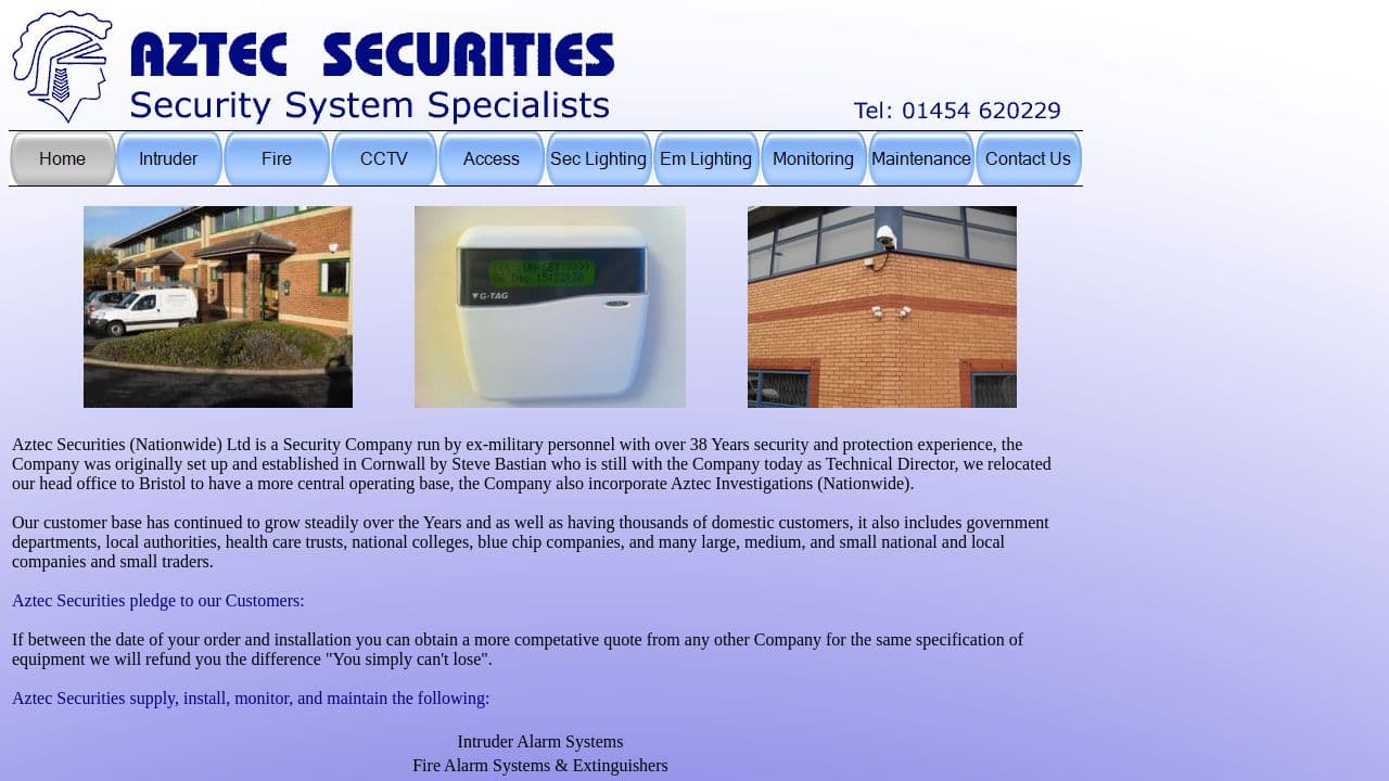 AZTEC SECURITIES (NATIONWIDE) LIMITED website screenshot