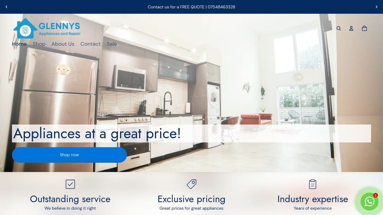 GLENNYS APPLIANCES AND REPAIR LTD website screenshot