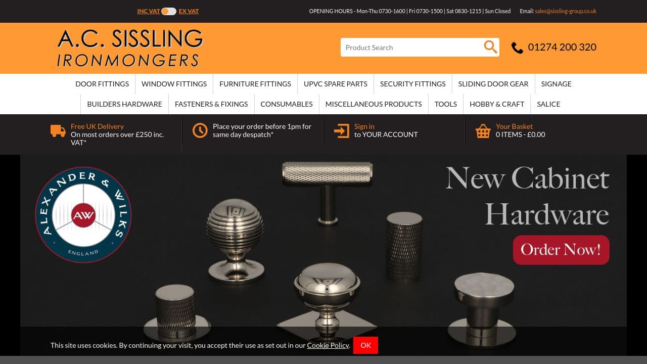A C SISSLING LIMITED website screenshot