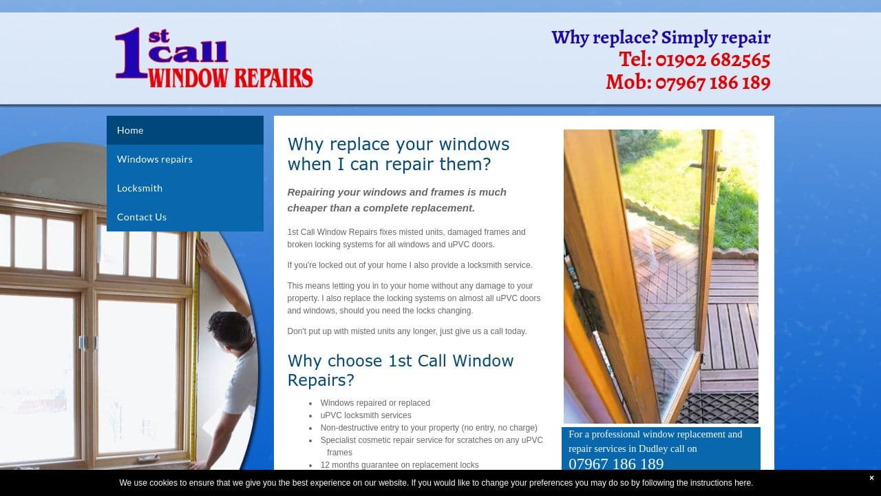 1ST CALL WINDOW AND DOOR REPAIR SERVICE LIMITED website screenshot