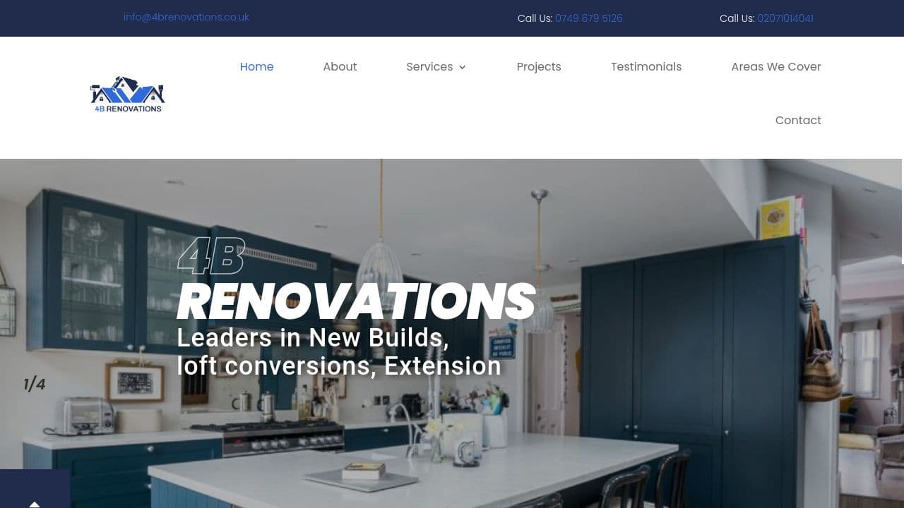 4B RENOVATIONS LIMITED website screenshot