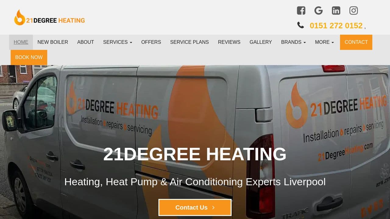 21DEGREE HEATING LTD website screenshot