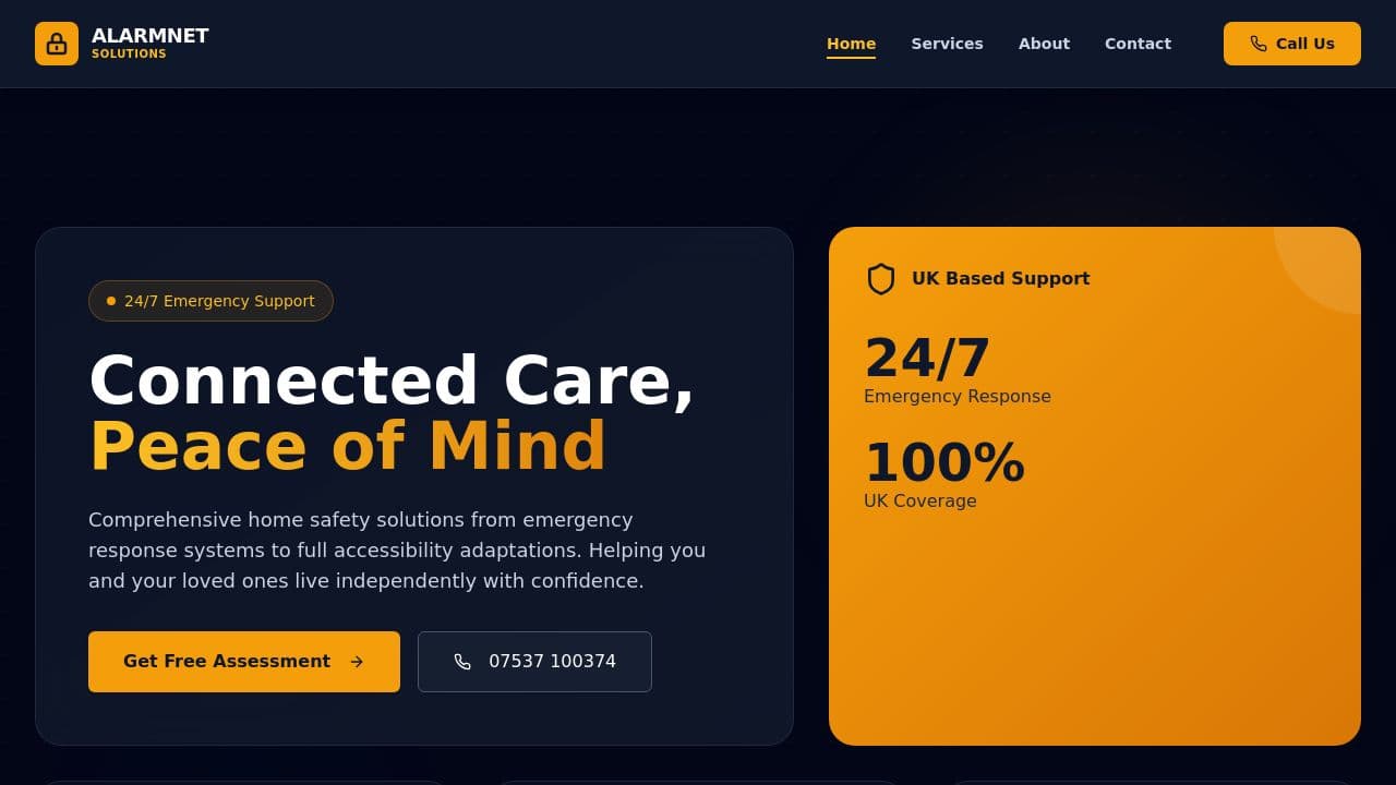 ALARMNET SOLUTIONS LIMITED website screenshot