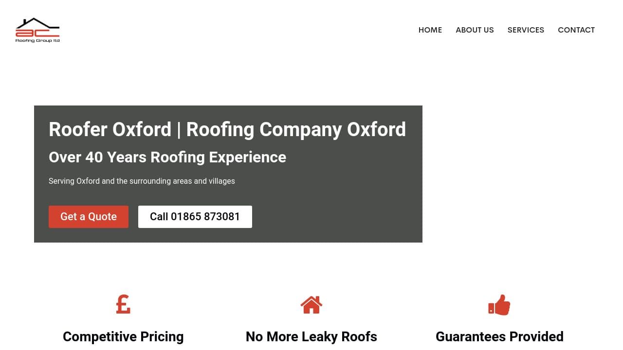 A C ROOFING GROUP LTD website screenshot