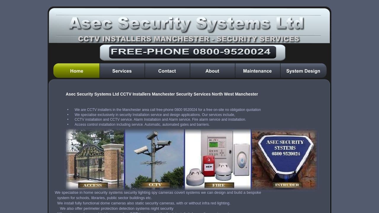 ASEC SECURITY SYSTEMS LTD website screenshot