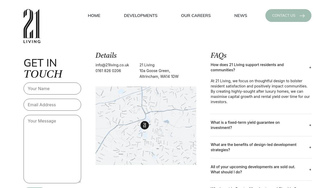 21 LIVING LIMITED website screenshot
