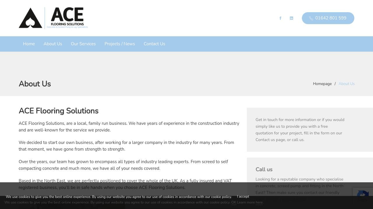 ACE CONCRETE FLOORING SOLUTIONS LTD website screenshot