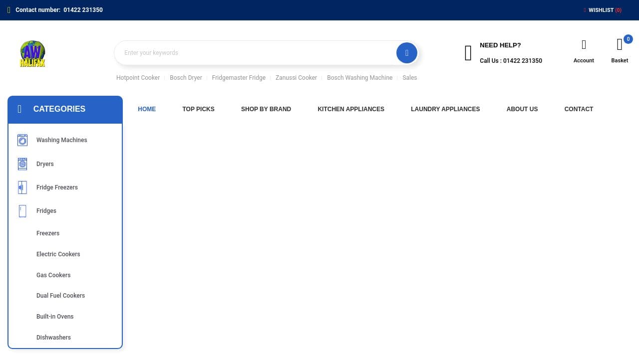 APPLIANCE WORLD (HALIFAX) LIMITED website screenshot