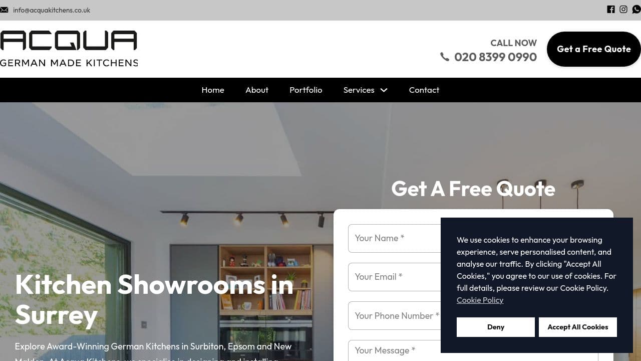 ACQUA KITCHENS LTD website screenshot