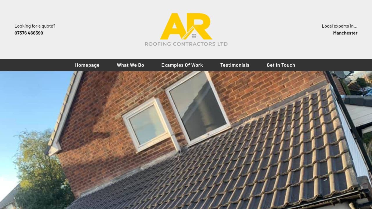 AR ROOFING CONTRACTORS LTD website screenshot