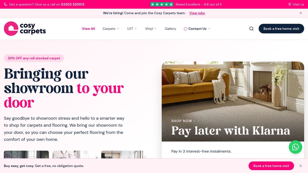 COSY CARPETS & COMFY BEDS LIMITED website screenshot
