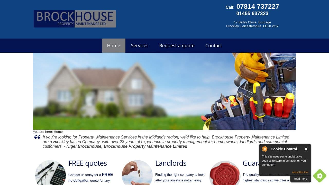 BROCKHOUSE PROPERTY MAINTENANCE LIMITED website screenshot