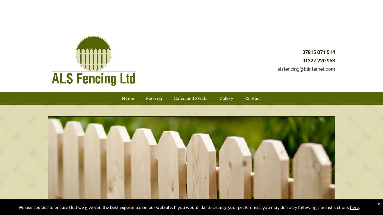 ALS FENCING LTD website screenshot