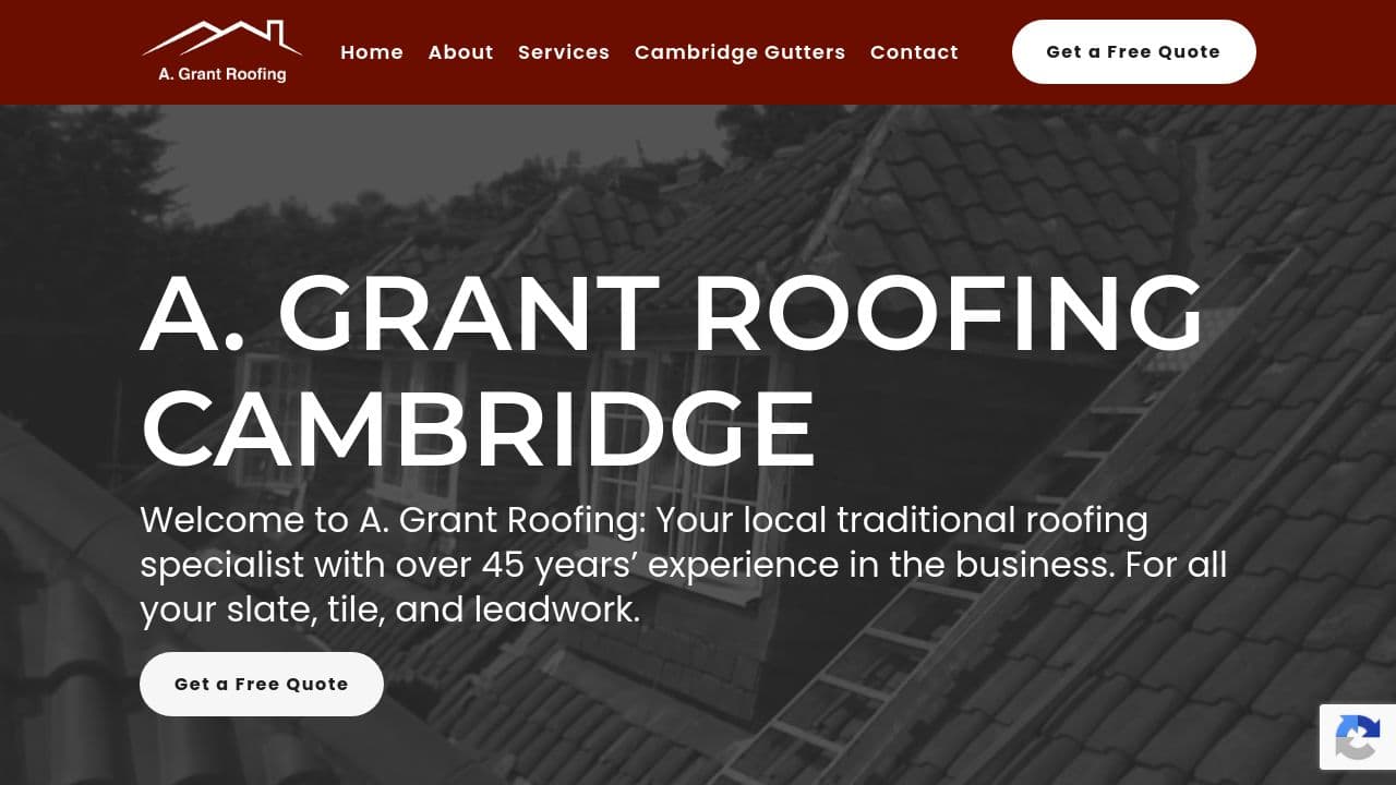 A GRANT ROOFING LTD website screenshot