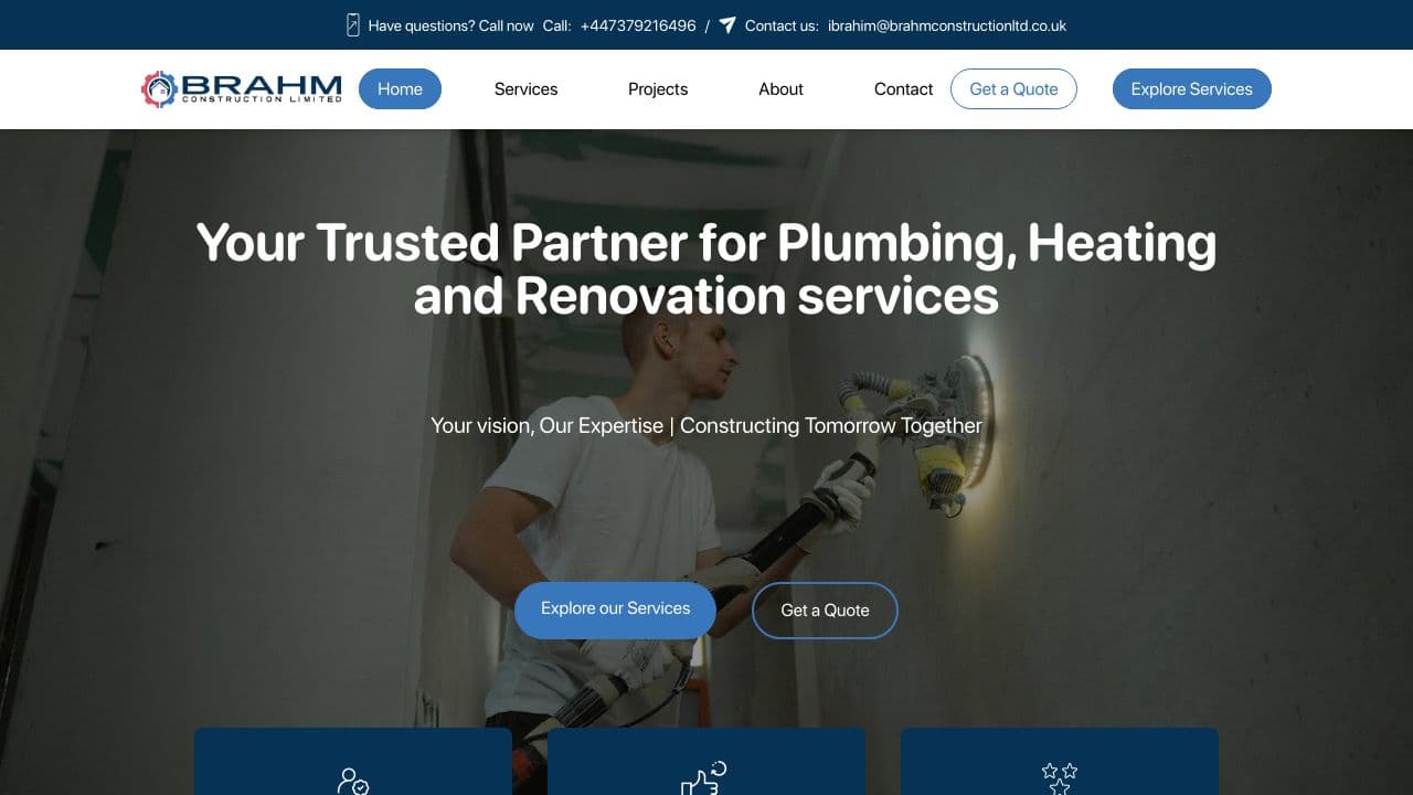 BRAHM CONSTRUCTION LIMITED website screenshot
