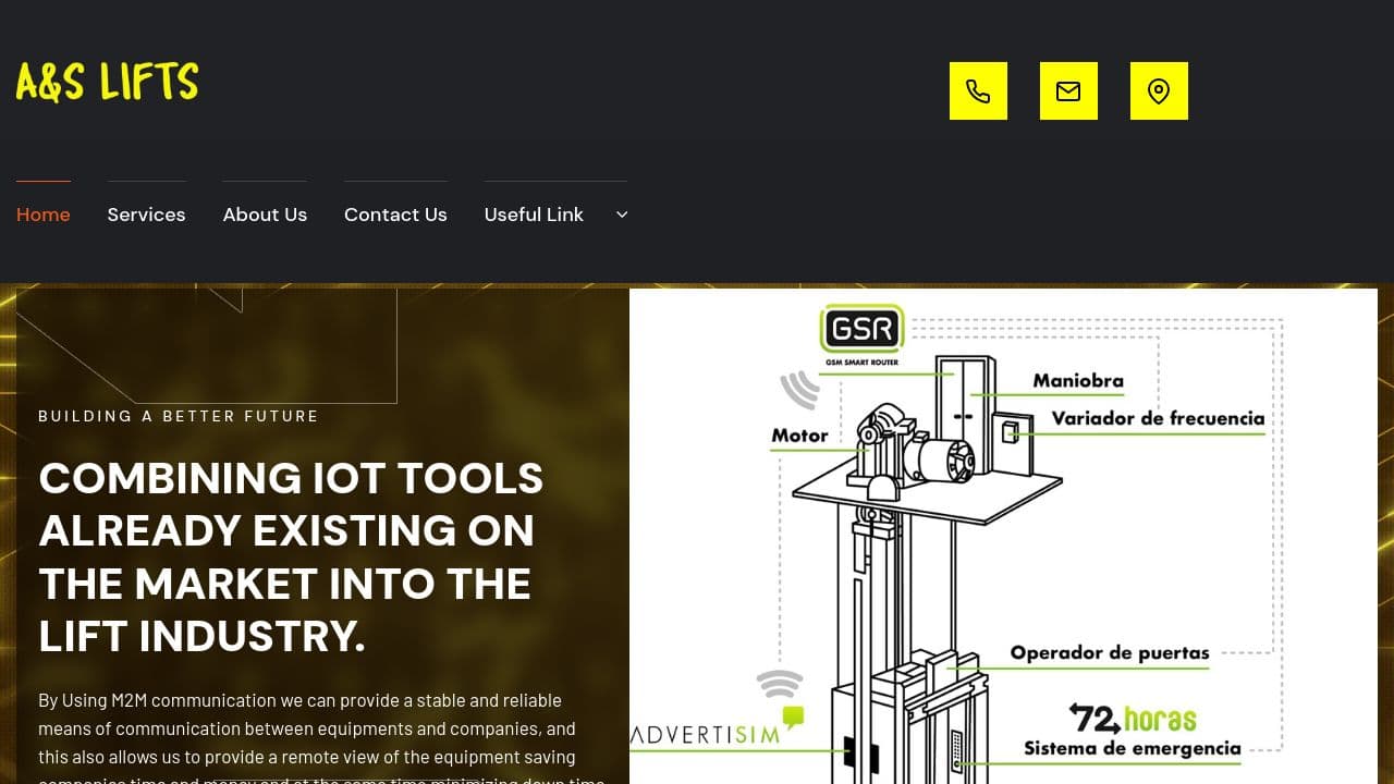 A&S LIFTS LTD website screenshot