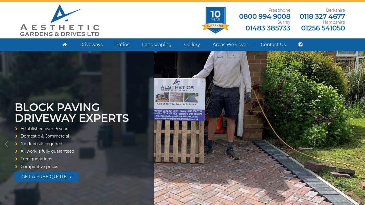 AESTHETIC GARDENS AND DRIVES LTD website screenshot