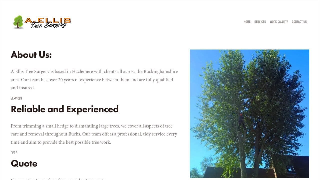 A ELLIS TREE SURGERY LIMITED website screenshot