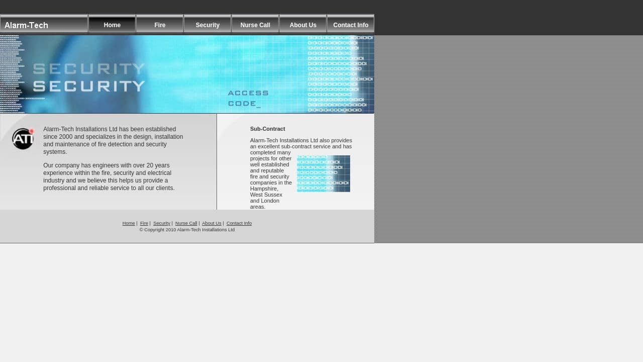 ALARM-TECH INSTALLATIONS LIMITED website screenshot