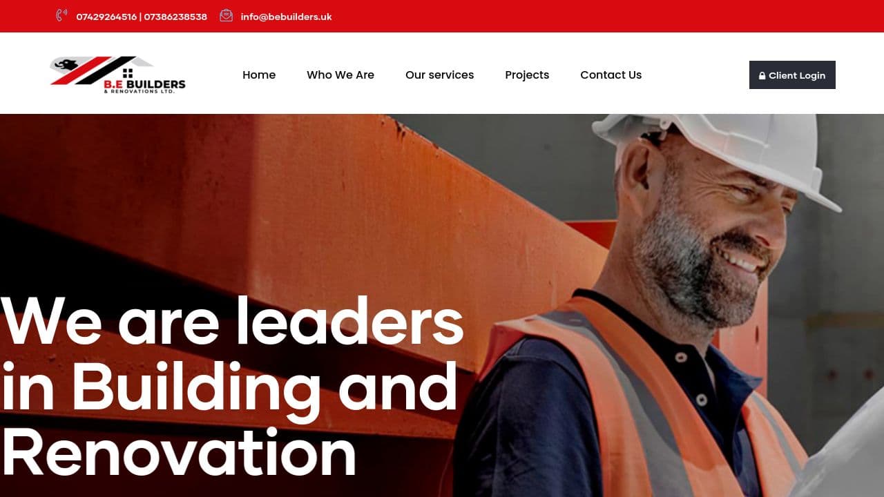 B E BUILDERS LTD website screenshot