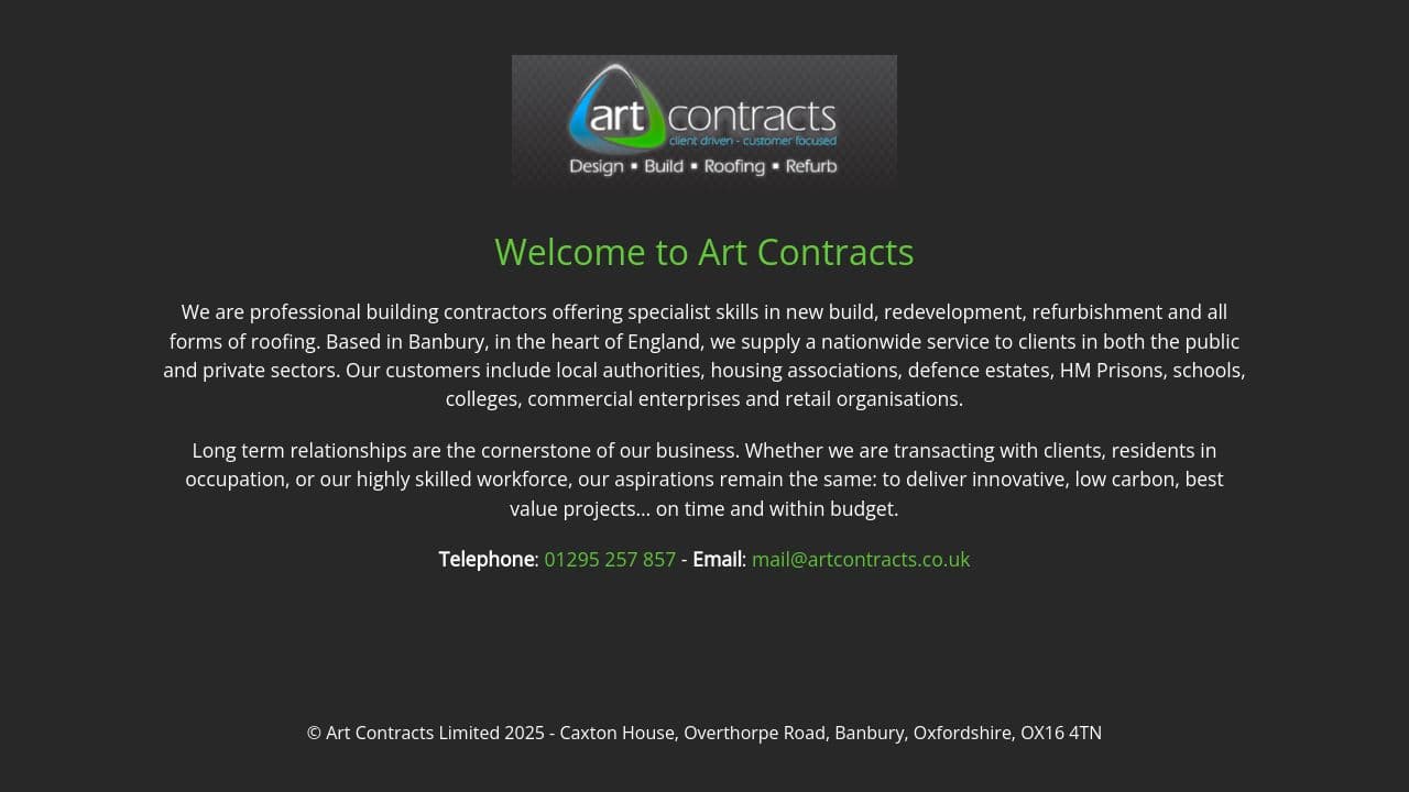 A T R CONTRACTS LIMITED website screenshot