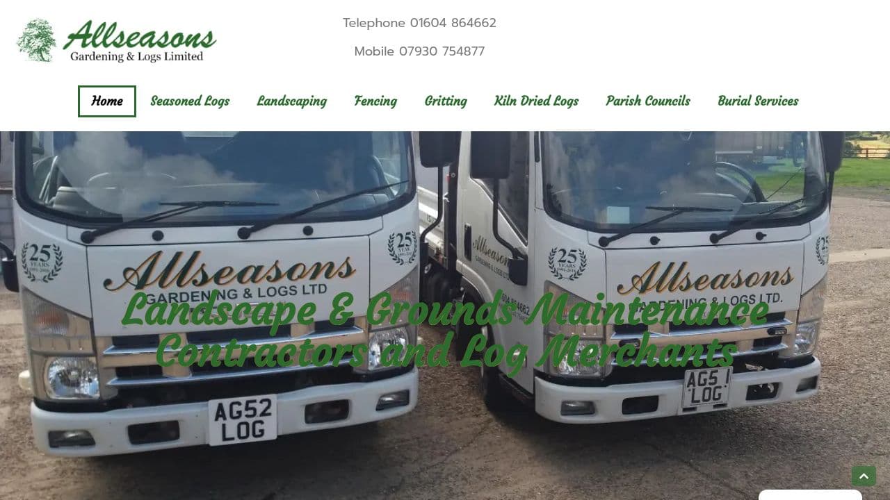ALLSEASONS GARDENING & LOGS LIMITED website screenshot