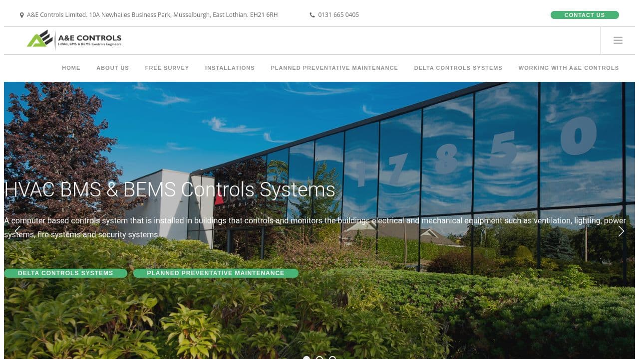 A&E CONTROLS LIMITED website screenshot