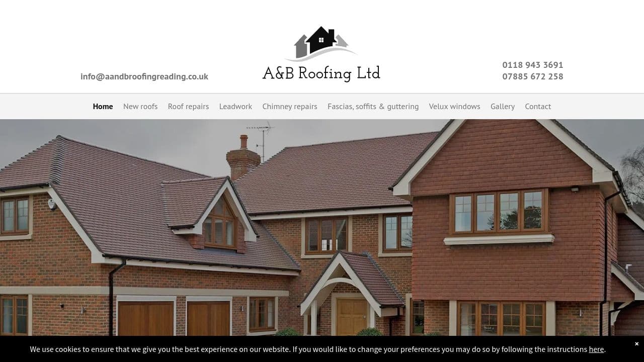 A&B ROOFING LIMITED website screenshot