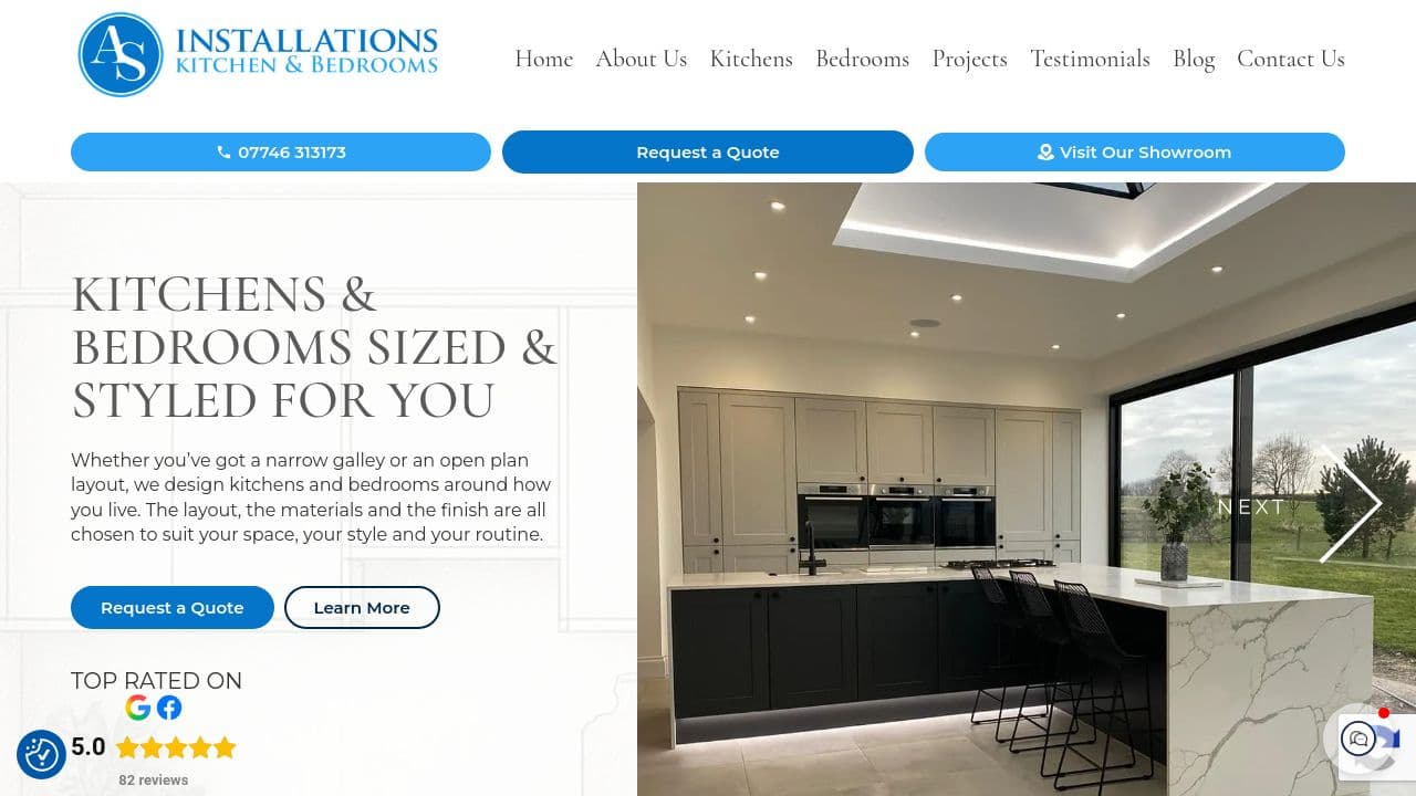 A S INSTALLATIONS (KITCHENS & BEDROOMS) LIMITED website screenshot