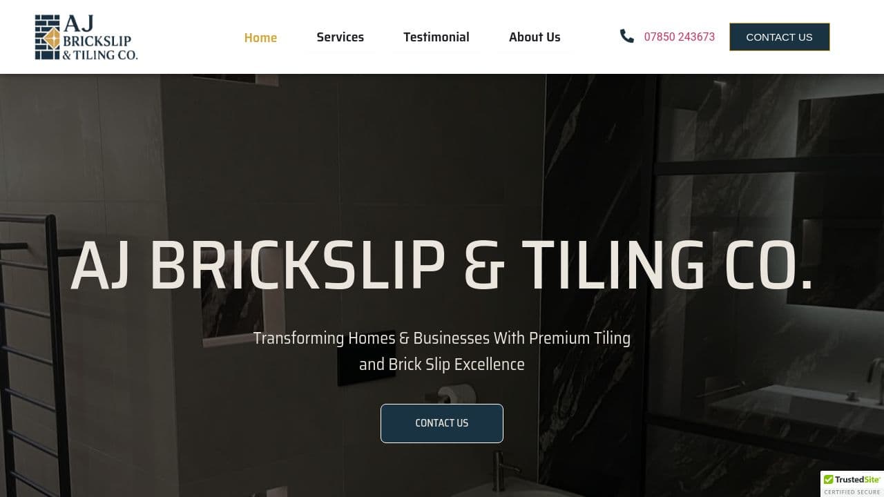 AJ BRICKSLIP & TILING CO LTD website screenshot