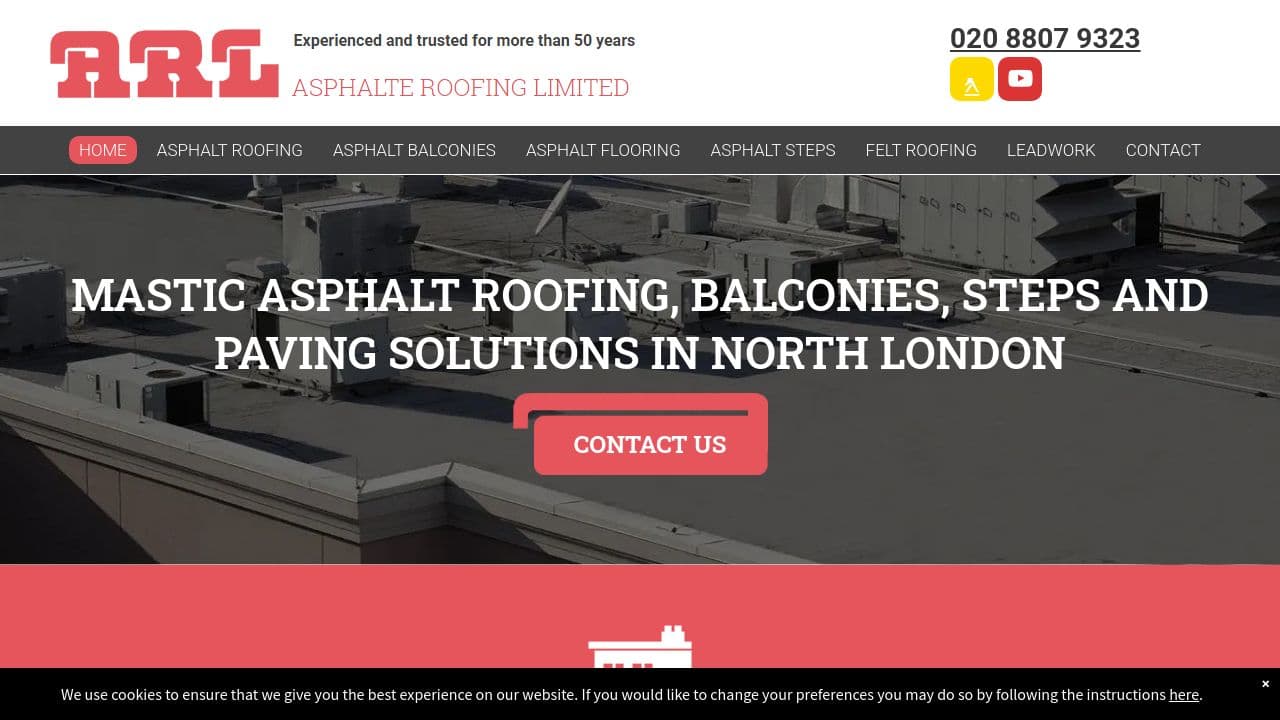ASPHALTE ROOFING LIMITED website screenshot