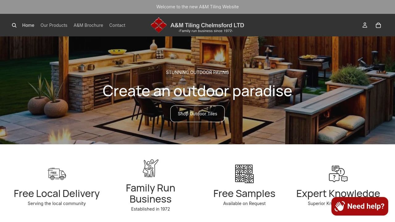 A&M TILING PORCELAIN LIMITED website screenshot