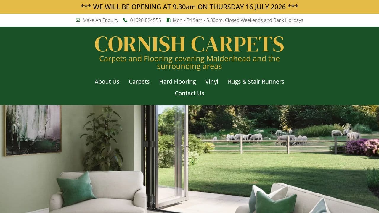 CORNISH CARPETS LIMITED website screenshot