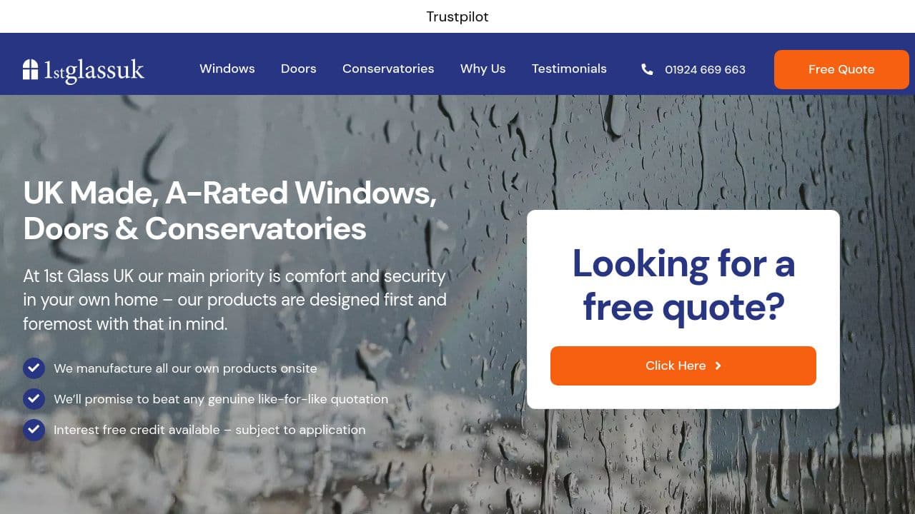1ST GLASS DOUBLE GLAZING LIMITED website screenshot