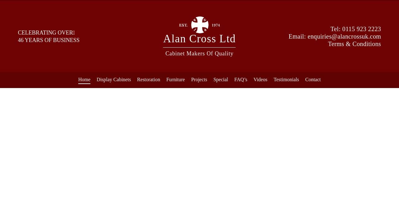 ALAN CROSS LIMITED website screenshot
